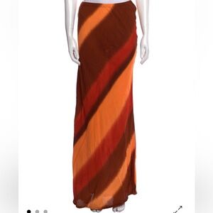 Faithfull the Brand Orange and Red Diagonal Stripe Maxi Skirt